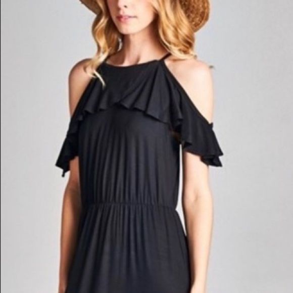 Black cold shoulder maxi dress - Picture 2 of 9